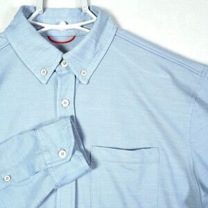 Western Rise Limitless Button Up Shirt Blue Merino Wool Blend Mens Medium